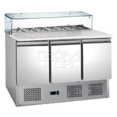 Стол холодильный саладетта HURAKAN HKN-GXSD3GN-GC 3-Х дверный с гранитной поверхностью и стеклом
